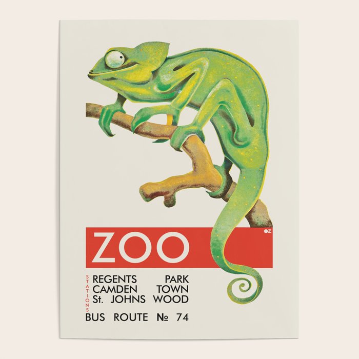 London Zoo Vintage Poster with Chameleon, 1935 Poster Gallery Image 1