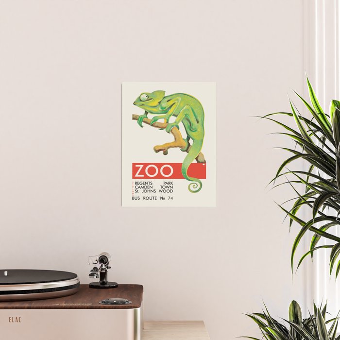 London Zoo Vintage Poster with Chameleon, 1935 Poster Gallery Image 2
