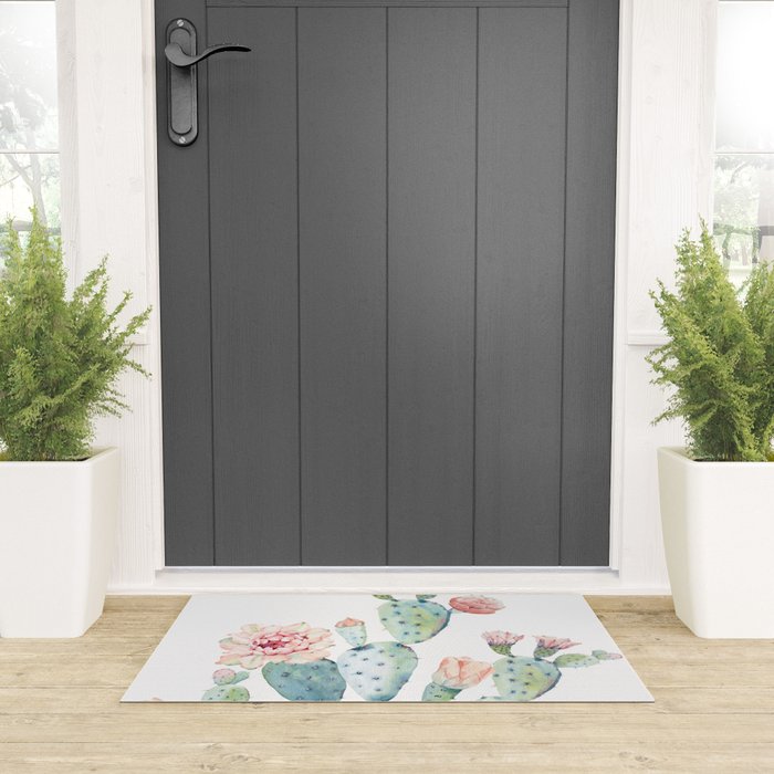 Cactus 2  White #society6 #buyart Welcome Mat Gallery Image 3