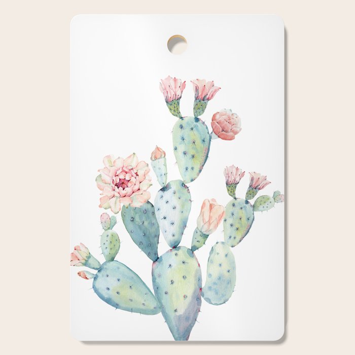 Cactus 2  White #society6 #buyart Cutting Board Gallery Image 1