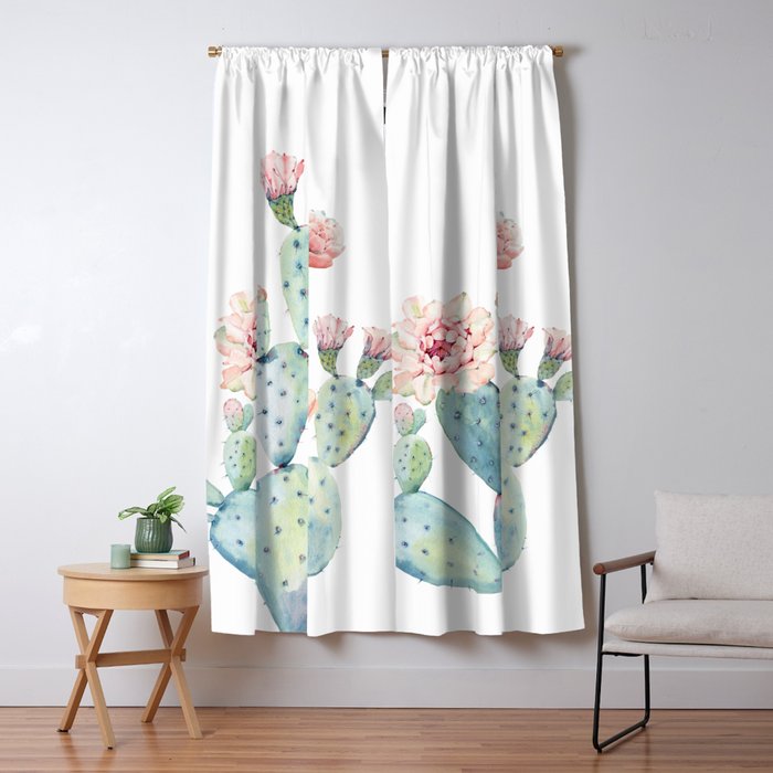 Cactus 2  White #society6 #buyart Window Curtain Gallery Image 5