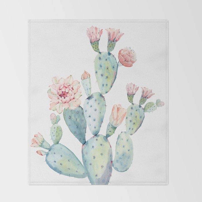 Cactus 2  White #society6 #buyart Throw Blanket Gallery Image 2