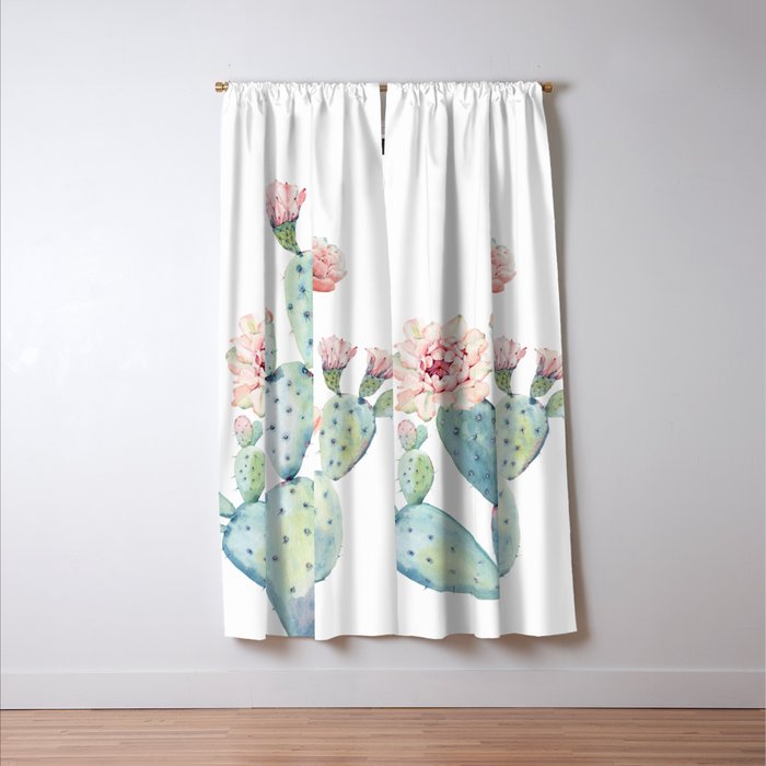 Cactus 2  White #society6 #buyart Window Curtain Gallery Image 3