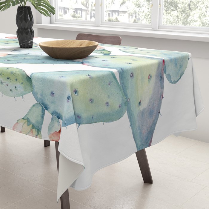 Cactus 2  White #society6 #buyart Tablecloth Gallery Image 3