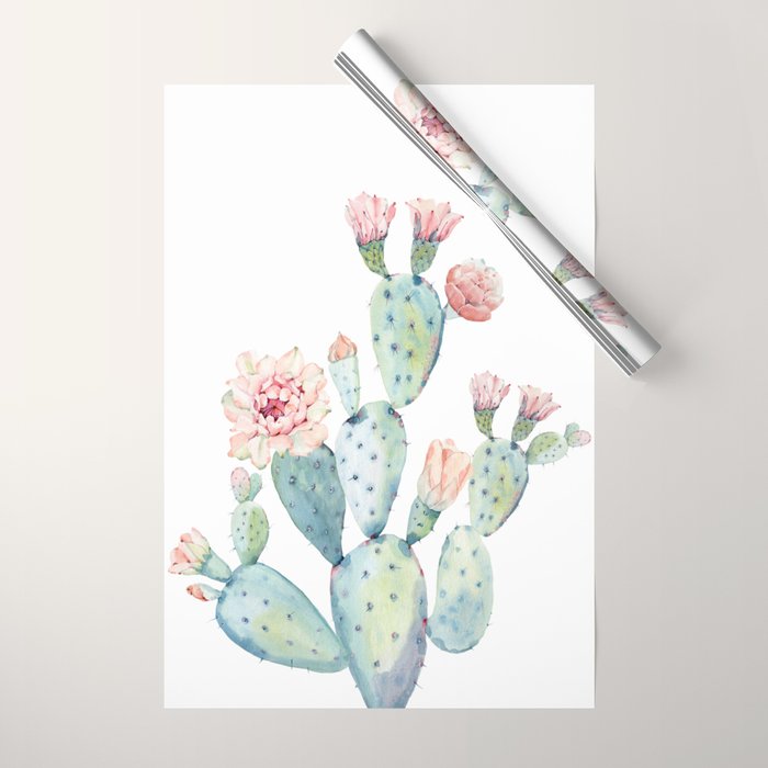 Cactus 2  White #society6 #buyart Wrapping Paper Gallery Image 1