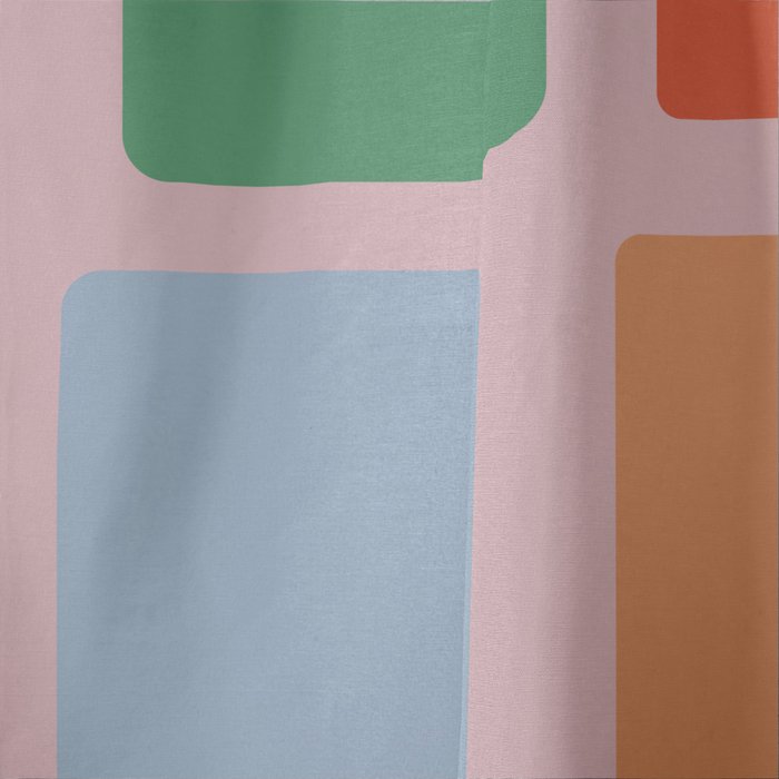 Geometric Modulus Retro Contemporary Pattern Pink Light Blue Orange Green Window Curtain Gallery Image 4