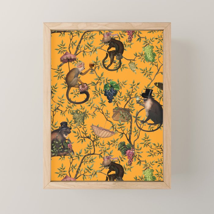 Vintage Chinoiserie Monkey Garden Party Mini Art Print Gallery Image 1