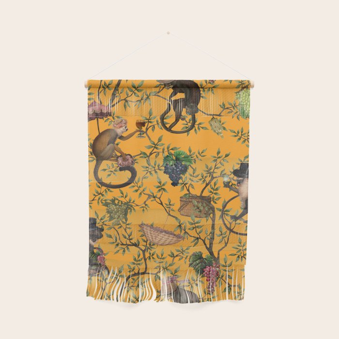 Vintage Chinoiserie Monkey Garden Party Wall Hanging Gallery Image 1