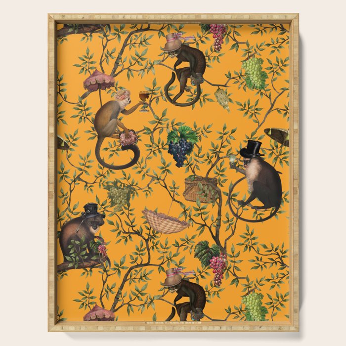 Vintage Chinoiserie Monkey Garden Party Serving Tray Gallery Image 1