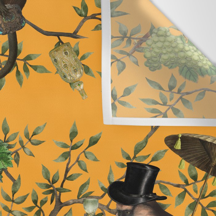 Vintage Chinoiserie Monkey Garden Party Wall Tapestry Gallery Image 3