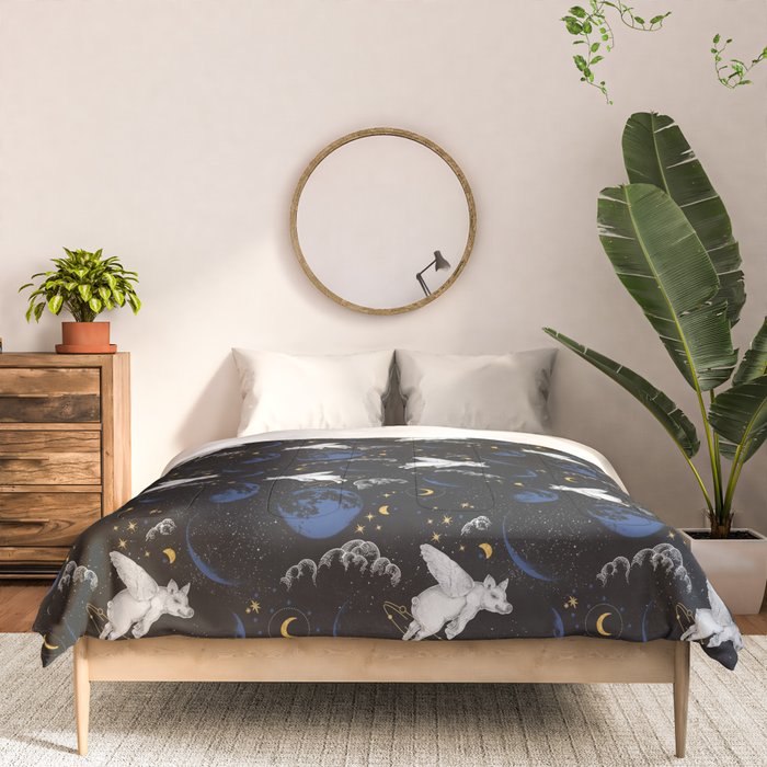Celestial Pigs of the Night Sky A Comforter Gallery Image 3
