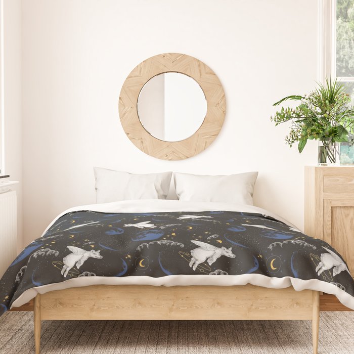 Celestial Pigs of the Night Sky A Duvet Cover Gallery Image 3