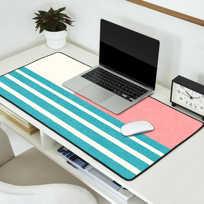 Beach Horizon Lines pink green Desk Mat Gallery Image 2
