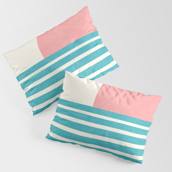Beach Horizon Lines pink green Pillow Sham Gallery Image 1