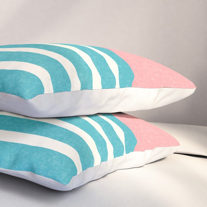 Beach Horizon Lines pink green Pillow Sham Gallery Image 3