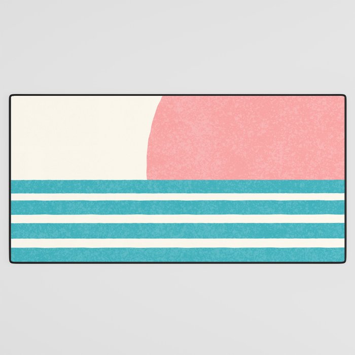 Beach Horizon Lines pink green Desk Mat Gallery Image 3