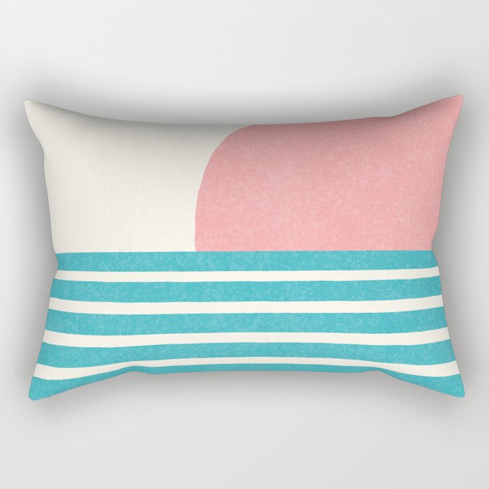 Beach Horizon Lines pink green Rectangular Pillow Gallery Image 2