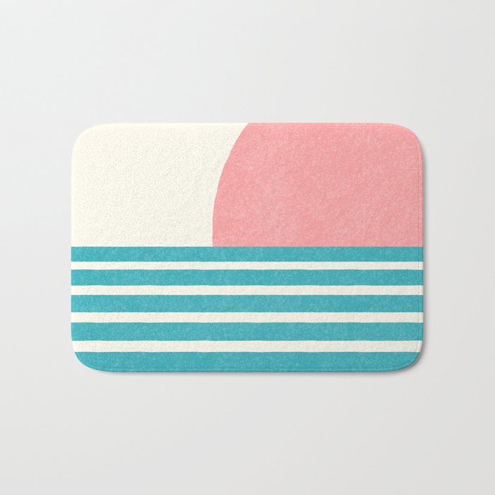 Beach Horizon Lines pink green Bath Mat Gallery Image 1