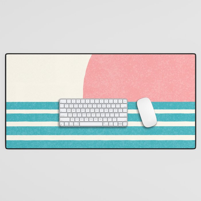 Beach Horizon Lines pink green Desk Mat Gallery Image 1