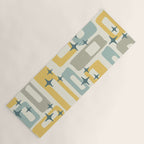 Mid Century Modern Abstract 132 Winter Yellow Gray and Blue Yoga Mat Gallery Image 1