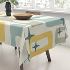Mid Century Modern Abstract 132 Winter Yellow Gray and Blue Tablecloth Gallery Image 3