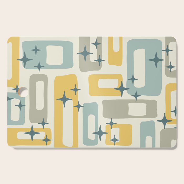 Mid Century Modern Abstract 132 Winter Yellow Gray and Blue Cutting Board Gallery Image 1