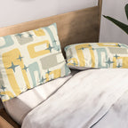Mid Century Modern Abstract 132 Winter Yellow Gray and Blue Pillow Sham Gallery Image 2