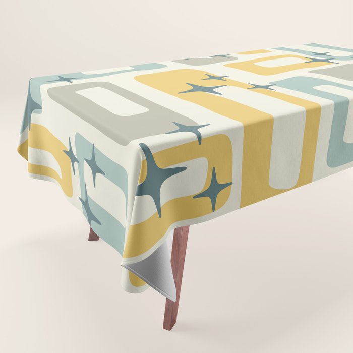 Mid Century Modern Abstract 132 Winter Yellow Gray and Blue Tablecloth Gallery Image 1