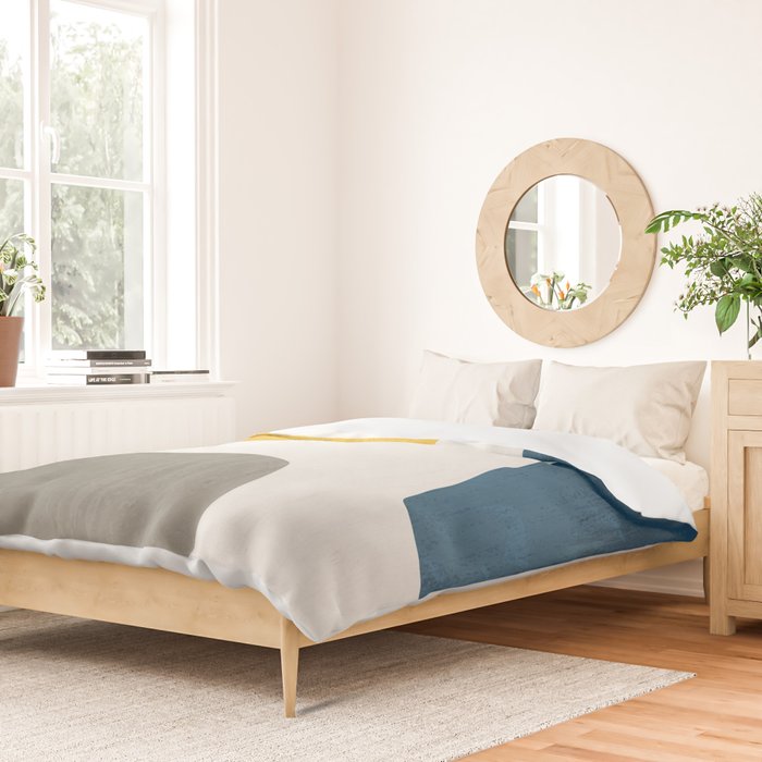 Blue & Yellow Gray Original Simple Artwork Duvet Cover Gallery Image 2