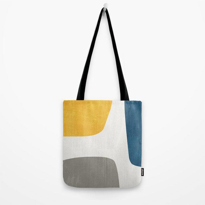 Blue & Yellow Gray Original Simple Artwork Tote Bag Gallery Image 2