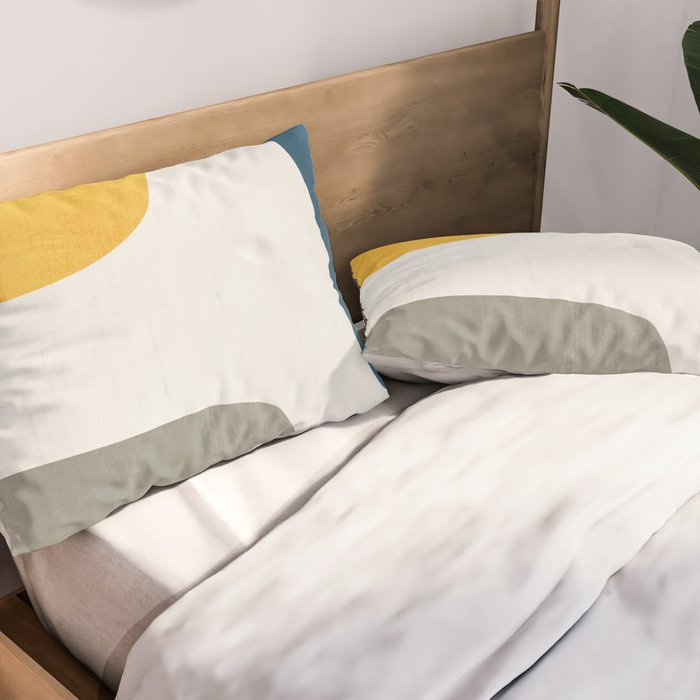 Blue & Yellow Gray Original Simple Artwork Pillow Sham Gallery Image 2