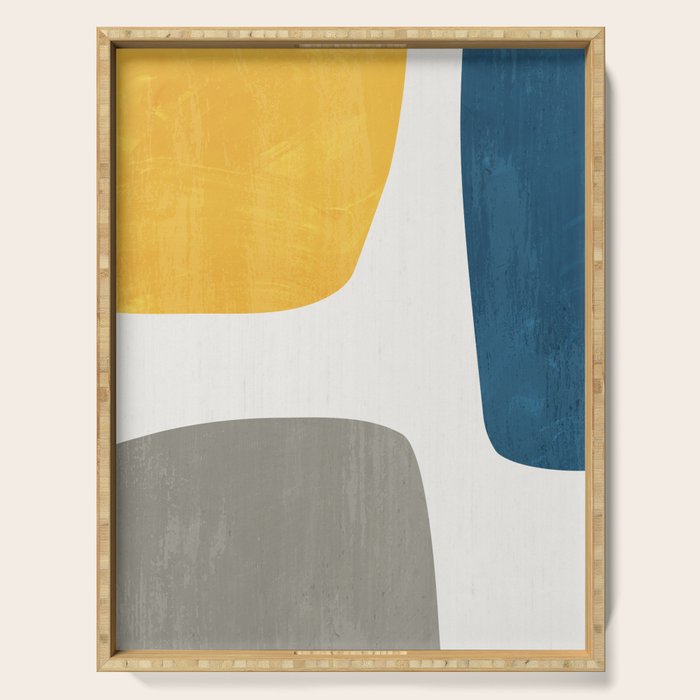 Blue & Yellow Gray Original Simple Artwork Serving Tray Gallery Image 1