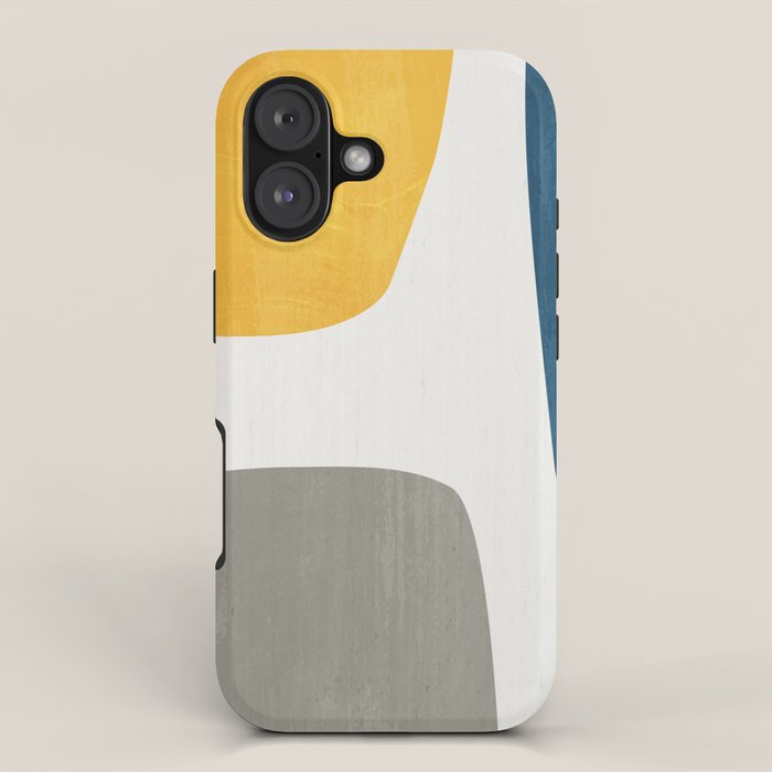 Blue & Yellow Gray Original Simple Artwork iPhone Case Gallery Image 1