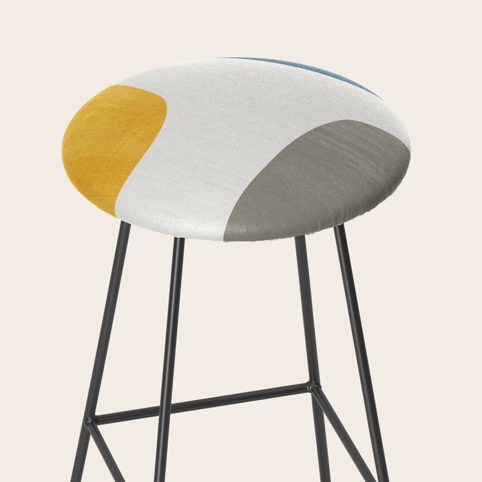 Blue & Yellow Gray Original Simple Artwork Stool Gallery Image 2