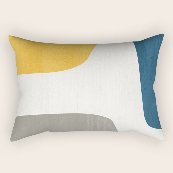 Blue & Yellow Gray Original Simple Artwork Rectangular Pillow Gallery Image 2