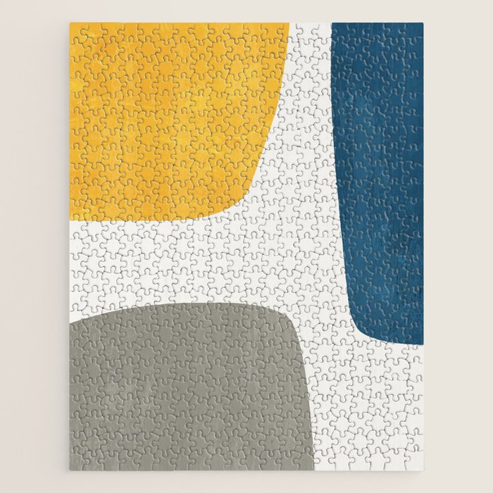 Blue & Yellow Gray Original Simple Artwork Jigsaw Puzzle Gallery Image 1