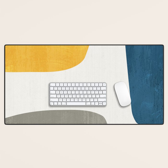 Blue & Yellow Gray Original Simple Artwork Desk Mat Gallery Image 1