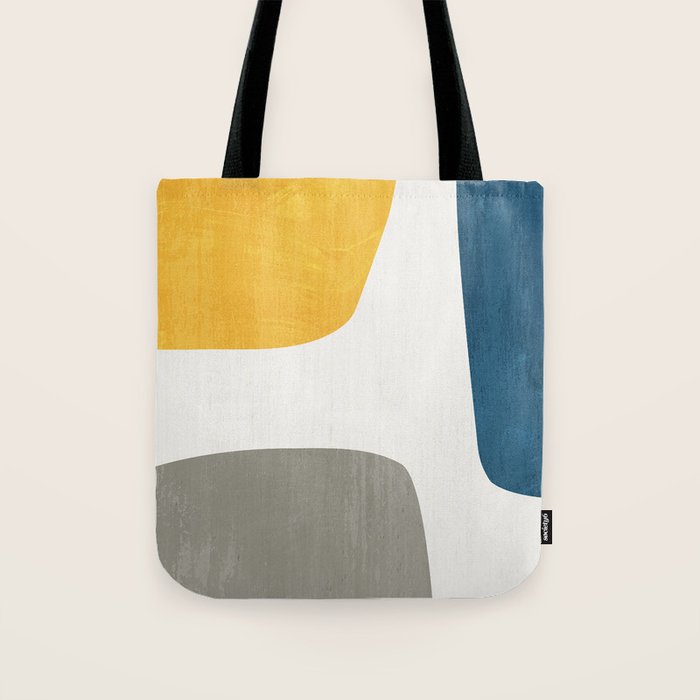 Blue & Yellow Gray Original Simple Artwork Tote Bag Gallery Image 1
