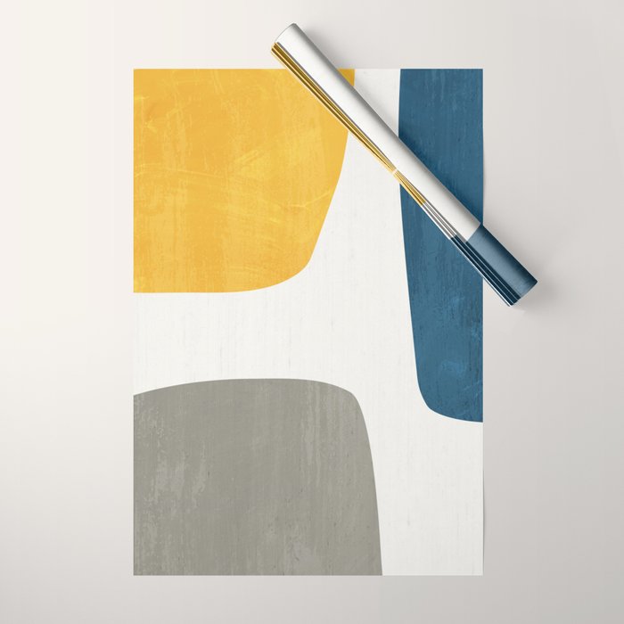 Blue & Yellow Gray Original Simple Artwork Wrapping Paper Gallery Image 1