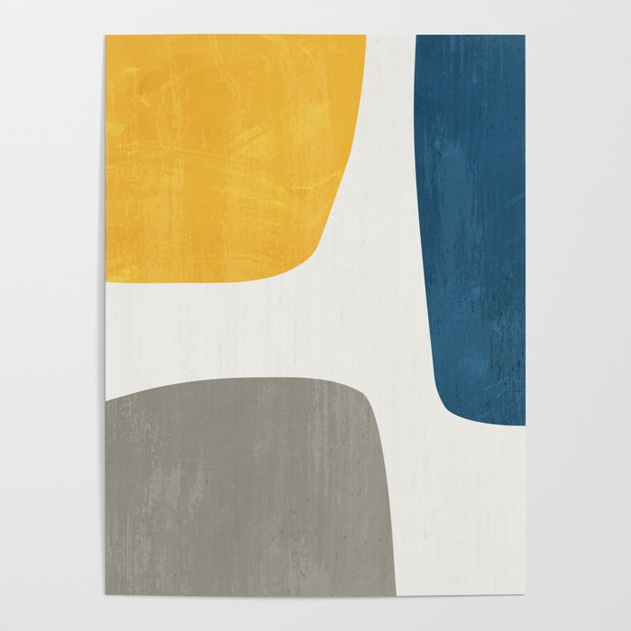 Blue & Yellow Gray Original Simple Artwork Poster Gallery Image 4