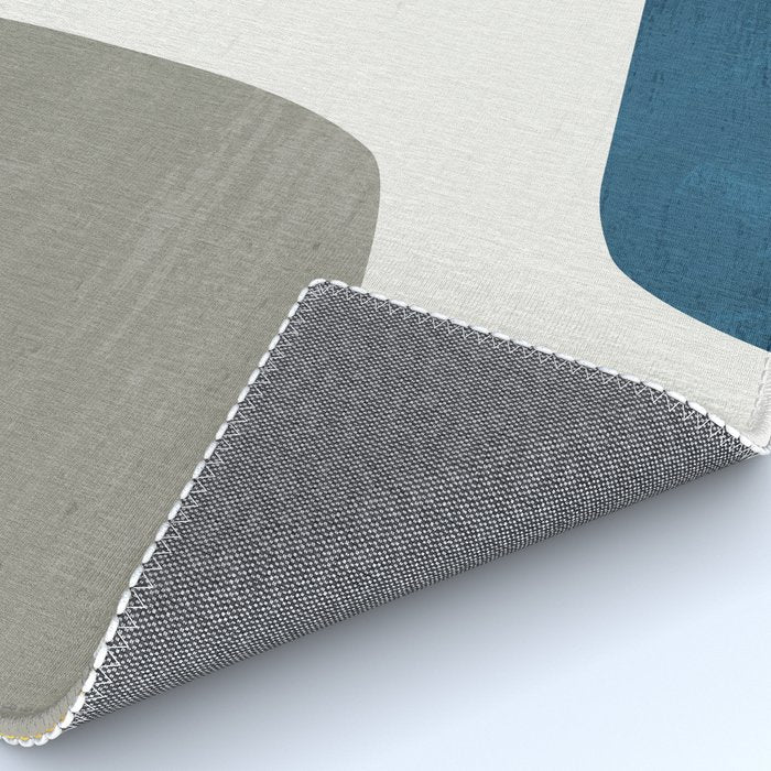 Blue & Yellow Gray Original Simple Artwork Rug Gallery Image 4