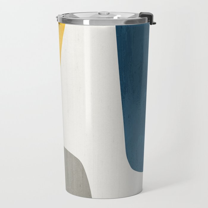 Blue & Yellow Gray Original Simple Artwork Travel Mug Gallery Image 2