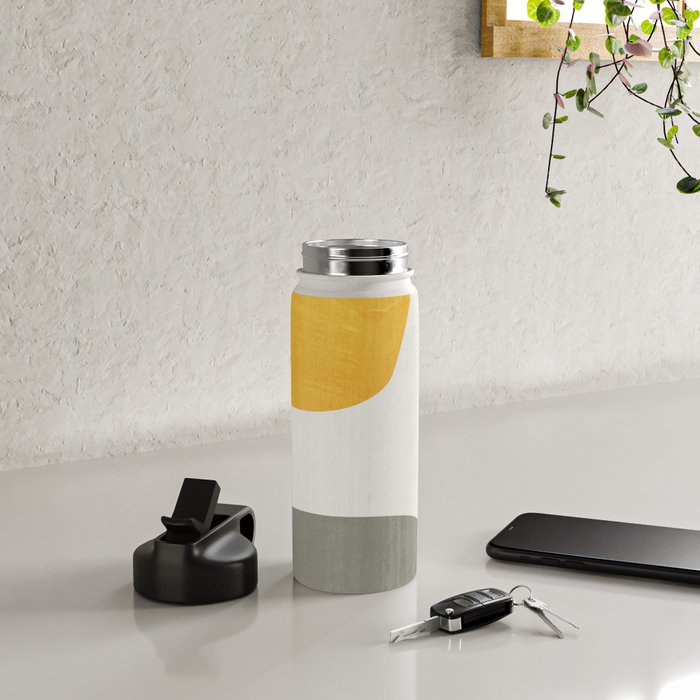 Blue & Yellow Gray Original Simple Artwork Water Bottle Gallery Image 4