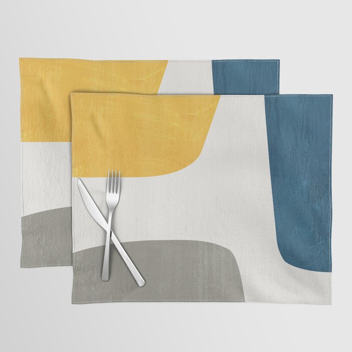 Blue & Yellow Gray Original Simple Artwork Placemat Gallery Image 1