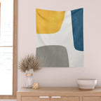 Blue & Yellow Gray Original Simple Artwork Wall Tapestry Gallery Image 2