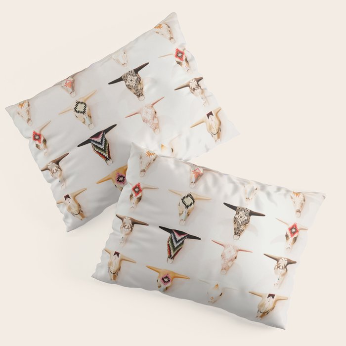 Bull Skulls - Mexican Folk Art Pillow Sham Gallery Image 1