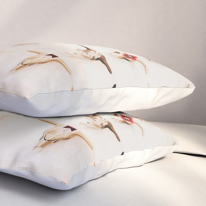 Bull Skulls - Mexican Folk Art Pillow Sham Gallery Image 3