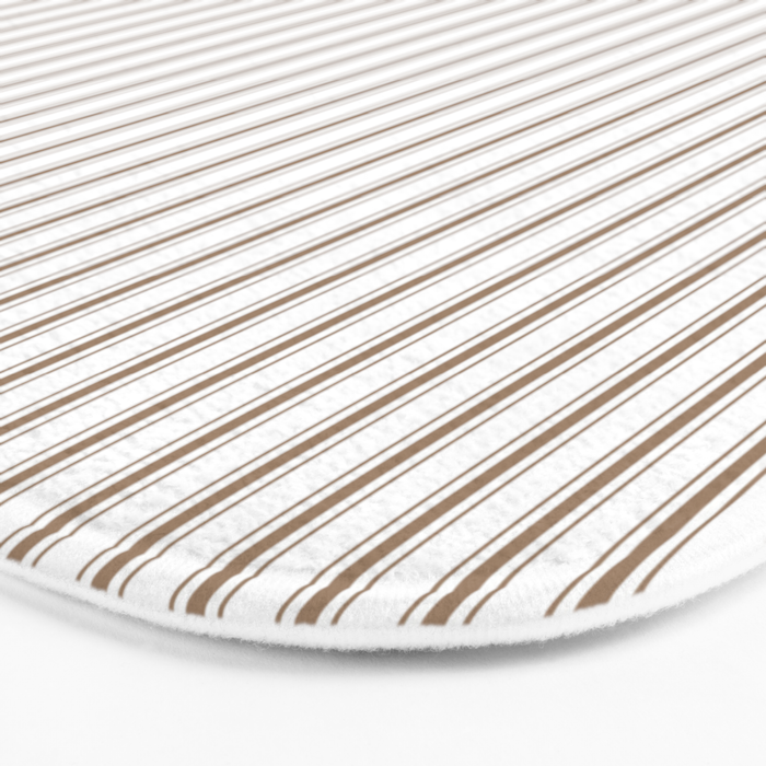 Mattress Ticking Narrow Striped Pattern in Dark Brown and White Bath Mat Gallery Image 3