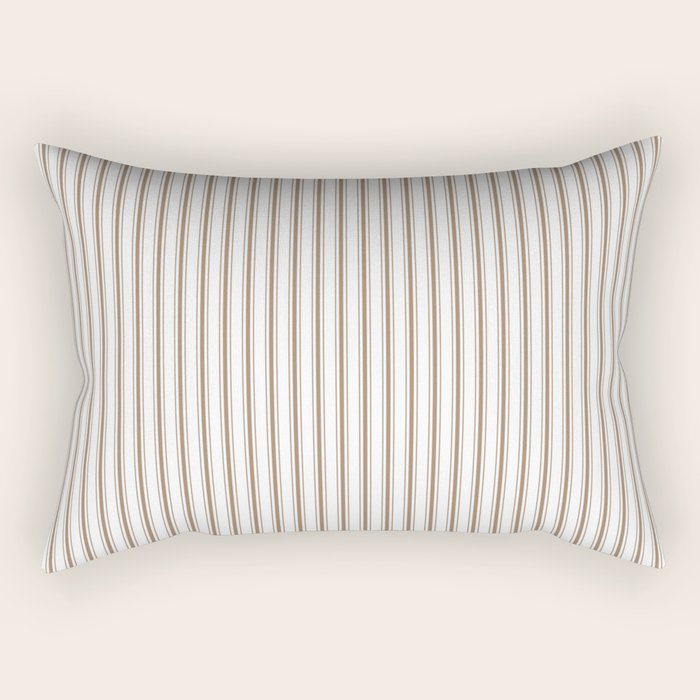 Mattress Ticking Narrow Striped Pattern in Dark Brown and White Rectangular Pillow Gallery Image 2