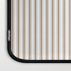 Mattress Ticking Narrow Striped Pattern in Dark Brown and White Laptop Sleeve Gallery Image 3